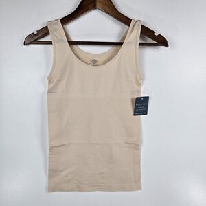 Essentials by Tummy‎ Tank Women's S/M Nude Nylon Seamless Tank NWT